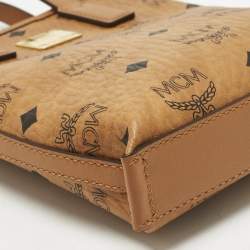 Pre Owned MCM Cognac Visetos Coated Canvas Crossbody Bag