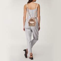 Pre Owned MCM Rose Gold Visetos Coated Canvas and Leather Mini Studded Stark Bebe Boo Backpack