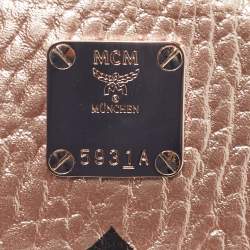 Pre Owned MCM Rose Gold Visetos Coated Canvas and Leather Mini Studded Stark Bebe Boo Backpack