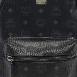 Pre Owned MCM Black Visetos Coated Canvas Small Side Studs Stark Backpack