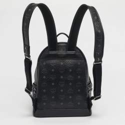 Pre Owned MCM Black Visetos Coated Canvas Small Side Studs Stark Backpack