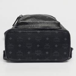 Pre Owned MCM Black Visetos Coated Canvas Small Side Studs Stark Backpack