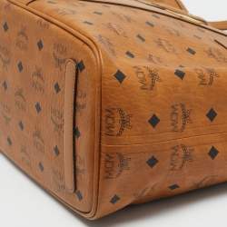 Pre Owned MCM Tan Visetos Coated Canvas Liz Reversible Tote