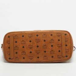 Pre Owned MCM Tan Visetos Coated Canvas Liz Reversible Tote