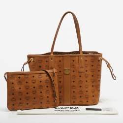 Pre Owned MCM Tan Visetos Coated Canvas Liz Reversible Tote