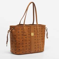 Pre Owned MCM Tan Visetos Coated Canvas Liz Reversible Tote
