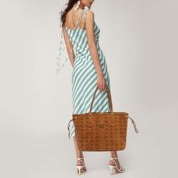 Pre Owned MCM Tan Visetos Coated Canvas Liz Reversible Tote