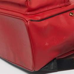 Pre Owned MCM Red/Black Visetos PVC Medium Studded Stark Backpack