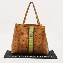 Pre Owned MCM Cognac Visetos Coated Canvas and Croc Embossed Liz Tote