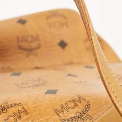 Pre Owned MCM Cognac Visetos Coated Canvas and Croc Embossed Liz Tote