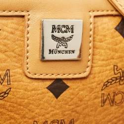 Pre Owned MCM Cognac Visetos Coated Canvas and Croc Embossed Liz Tote