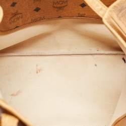 Pre Owned MCM Cognac Visetos Coated Canvas and Croc Embossed Liz Tote