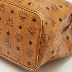 Pre Owned MCM Cognac Visetos Coated Canvas and Croc Embossed Liz Tote