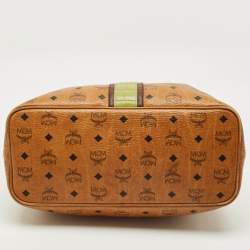 Pre Owned MCM Cognac Visetos Coated Canvas and Croc Embossed Liz Tote