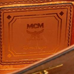 Pre Owned MCM Cognac Visetos Coated Canvas X Mini Hertiage Top Handle Bag