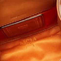 Pre Owned MCM Cognac Visetos Coated Canvas X Mini Hertiage Top Handle Bag