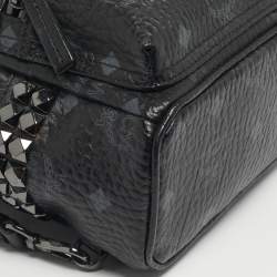 Pre Owned MCM Black Visetos Coated Canvas Mini Studded Stark-Bebe Boo Backpack