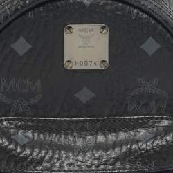 Pre Owned MCM Black Visetos Coated Canvas Mini Studded Stark-Bebe Boo Backpack