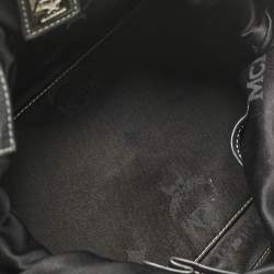 Pre Owned MCM Black Printed Fabric and Leather Zip Satchel