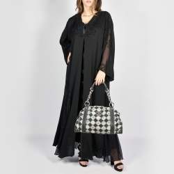 Pre Owned MCM Black Printed Fabric and Leather Zip Satchel