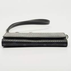 Pre Owned MCM Black Visetos Coated Canvas and Leather Trifold Wallet On Chain