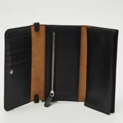 Pre Owned MCM Black Visetos Coated Canvas and Leather Trifold Wallet On Chain