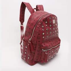 Pre Owned MCM Fuchsia Visetos Coated Canvas Large Studs Stark Backpack