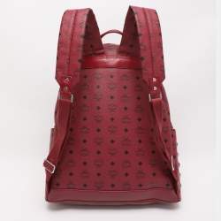 Pre Owned MCM Fuchsia Visetos Coated Canvas Large Studs Stark Backpack