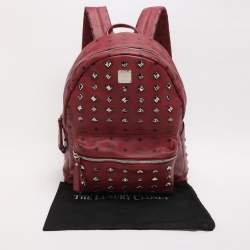 Pre Owned MCM Fuchsia Visetos Coated Canvas Large Studs Stark Backpack