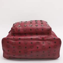 Pre Owned MCM Fuchsia Visetos Coated Canvas Large Studs Stark Backpack