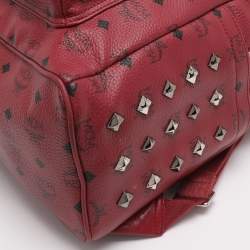 Pre Owned MCM Fuchsia Visetos Coated Canvas Large Studs Stark Backpack