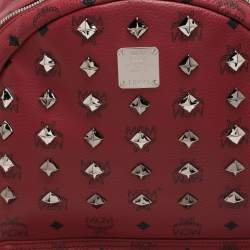 Pre Owned MCM Fuchsia Visetos Coated Canvas Large Studs Stark Backpack