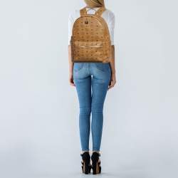 Pre Owned MCM Cognac Visetos Coated Canvas Medium Stark Backpack