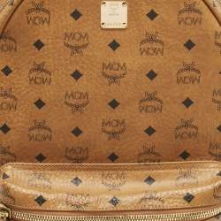 Pre Owned MCM Cognac Visetos Coated Canvas Medium Stark Backpack