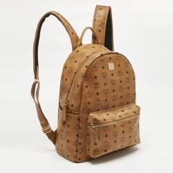 Pre Owned MCM Cognac Visetos Coated Canvas Medium Stark Backpack