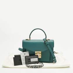 Pre Owned MCM Teal Green Leather Patricia Top Handle Bag