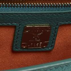 Pre Owned MCM Teal Green Leather Patricia Top Handle Bag