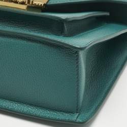 Pre Owned MCM Teal Green Leather Patricia Top Handle Bag
