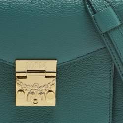 Pre Owned MCM Teal Green Leather Patricia Top Handle Bag