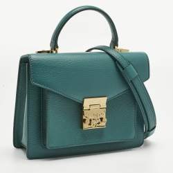 Pre Owned MCM Teal Green Leather Patricia Top Handle Bag