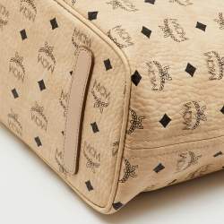 Pre Owned MCM Beige Visetos Coated Canvas and Leather Bunny Tote