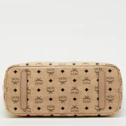 Pre Owned MCM Beige Visetos Coated Canvas and Leather Bunny Tote