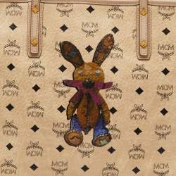 Pre Owned MCM Beige Visetos Coated Canvas and Leather Bunny Tote