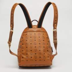 Pre Owned MCM Cognac Visetos Coated Canvas Medium Trilogie Stark Backpack