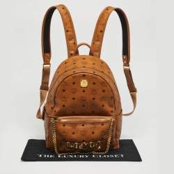 Pre Owned MCM Cognac Visetos Coated Canvas Medium Trilogie Stark Backpack