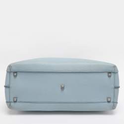 Pre Owned MCM Light Blue Leather Large Milla Tote