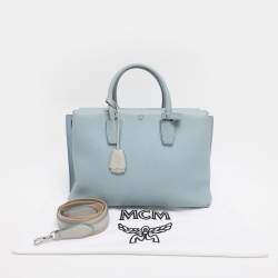Pre Owned MCM Light Blue Leather Large Milla Tote