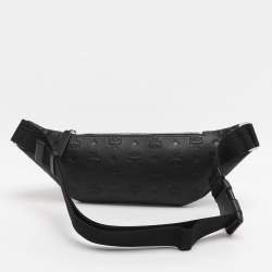 Pre Owned MCM Black Ottomar Monogram Leather Fursten Belt Bag