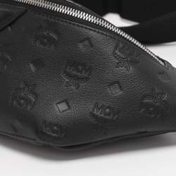 Pre Owned MCM Black Ottomar Monogram Leather Fursten Belt Bag