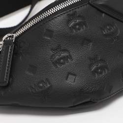 Pre Owned MCM Black Ottomar Monogram Leather Fursten Belt Bag